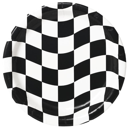 Creative Converting Black and White Check Paper Plates, 9", 96PK 429944